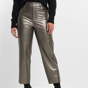 NWT Express Straight Super High Rise Metallic Crop Pants in  Gunmetal size 10